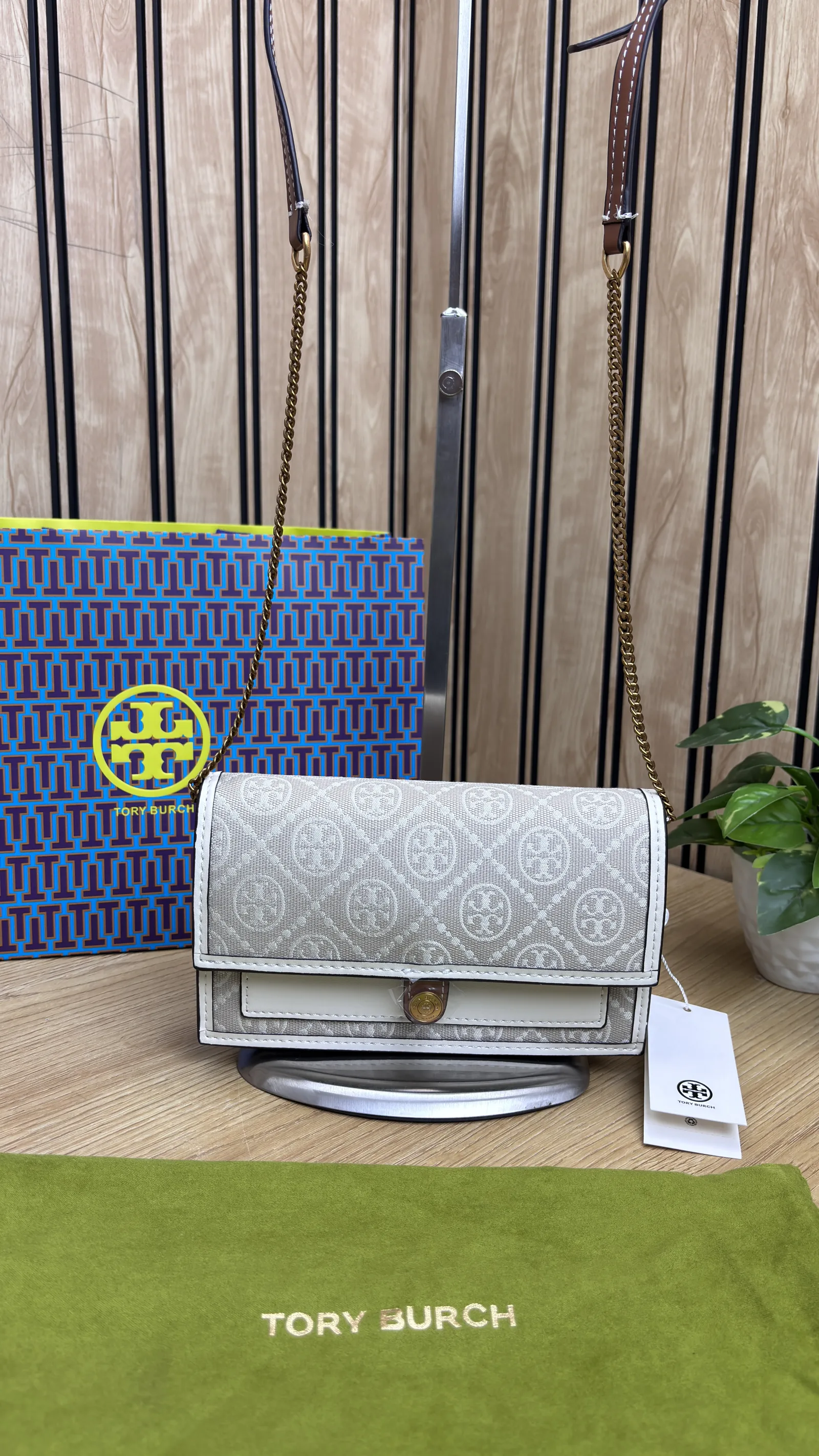 TORY BURCH T MONOGRAM JACQUARD WALLET ON SLING